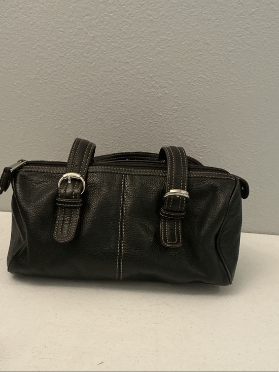 Tignanello Handbags - Tignanello Black Leather Satchel with White Contrast Stitching